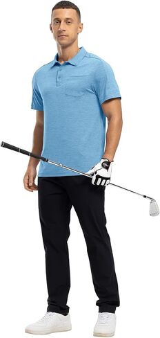 Gopune Men's Polo Shirts Short Sleeve Dry Fit Casual Sports Golf Collared Shirts with Pocket in Kuwait
