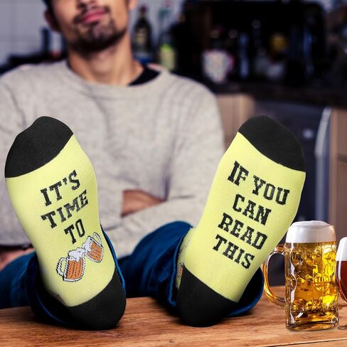Toulite 8 Pairs Beer Socks for Men Oktoberfest Gift Socks Funny Novelty Beer Socks If You Can Read This for Beer Lovers Accessories in Saudi Arabia