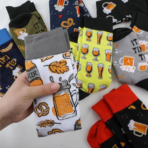 Toulite 8 Pairs Beer Socks for Men Oktoberfest Gift Socks Funny Novelty Beer Socks If You Can Read This for Beer Lovers Accessories in Saudi Arabia