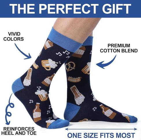 Toulite 8 Pairs Beer Socks for Men Oktoberfest Gift Socks Funny Novelty Beer Socks If You Can Read This for Beer Lovers Accessories in Saudi Arabia