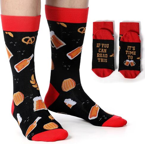 Toulite 8 Pairs Beer Socks for Men Oktoberfest Gift Socks Funny Novelty Beer Socks If You Can Read This for Beer Lovers Accessories in Saudi Arabia