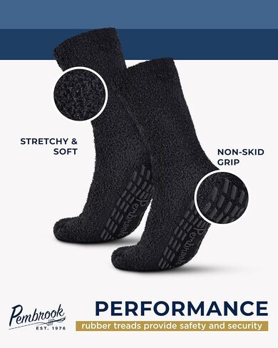 Pembrook Fuzzy Slipper Socks with Grippers for Women and Men - Non Skid Socks / No Slip Fuzzy Socks in Kuwait