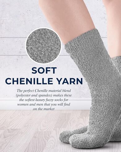 Pembrook Fuzzy Slipper Socks with Grippers for Women and Men - Non Skid Socks / No Slip Fuzzy Socks in Kuwait