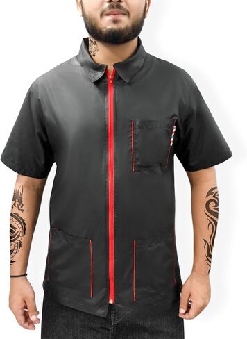 Professional Barber Jacket for Men Women Half Sleeve Shirt Water Resistance Hair Stylist Salon Smock Pet Grooming Jacket in Saudi Arabia