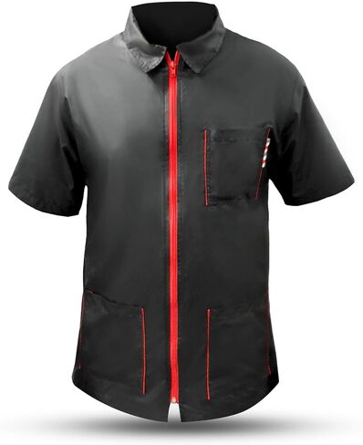 Professional Barber Jacket for Men Women Half Sleeve Shirt Water Resistance Hair Stylist Salon Smock Pet Grooming Jacket in Saudi Arabia