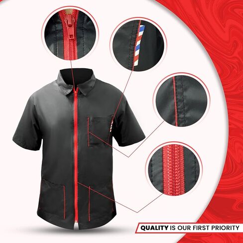 Professional Barber Jacket for Men Women Half Sleeve Shirt Water Resistance Hair Stylist Salon Smock Pet Grooming Jacket in Saudi Arabia