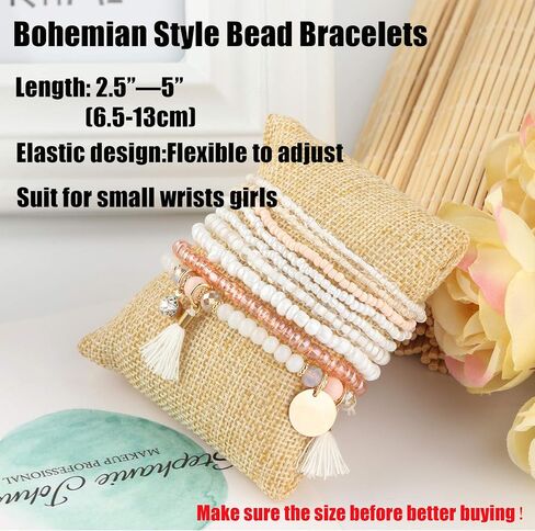 MILACOLATO 6Sets Boho Bead Bracelets Set Multilayered Stackable Bracelets Comfortable Stretch Bracelets Multicolor Bohemian Charm Bracelets for Women Girls in Kuwait