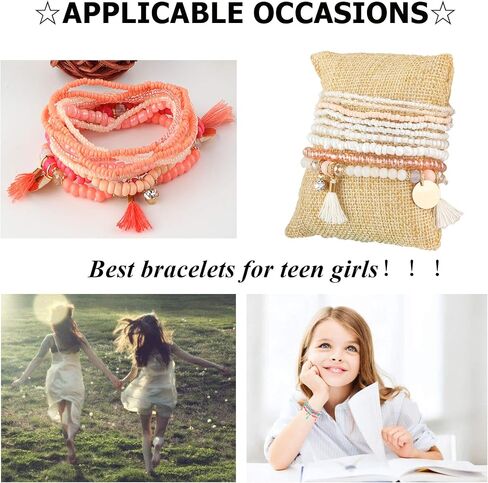 MILACOLATO 6Sets Boho Bead Bracelets Set Multilayered Stackable Bracelets Comfortable Stretch Bracelets Multicolor Bohemian Charm Bracelets for Women Girls in Kuwait