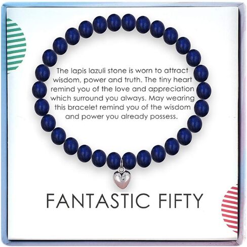 SOLINFOR 50th Birthday Gifts for Women - Lapis Lazuli Beads Bracelet - 50 Years Old Jewelry Gift Idea for Her in Kuwait