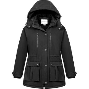 Chrisuno Women's Plus Size Winter Coat Insulated Military Parka Jacket Waterproof Fleece Lined Thickened Detachable Hood in Kuwait