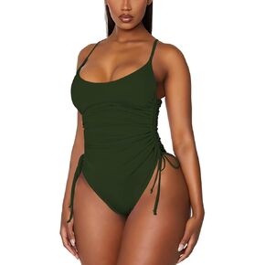 Viottiset Women's Ruched High Cut One Piece Swimsuit Tummy Control Bathing Suit Monokini