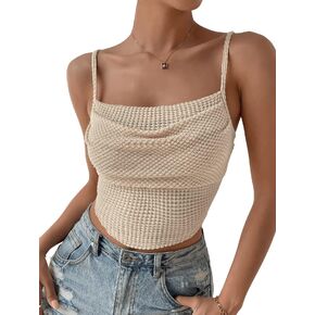 SOLY HUX Women's Spaghetti Strap Draped Front Cami Crop Top Summer Camisole