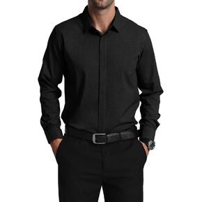 قمصان رجالي Agnes Urban قمصان طويلة الأكمام كاجوال بأزرار سفلية خالية من التجاعيد قمصان رسمية للأعمال الصلبة in Kuwait