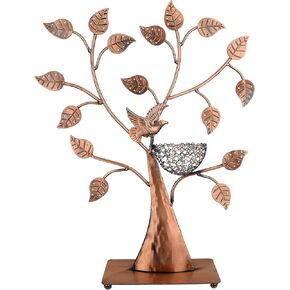MyGift Jewelry Tree Bronze Bird Nest 48 Pair Earrings Holder, Bracelets/Necklace Organizer Stand