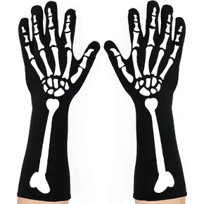 قفازات Skeleteen عظمية لليد الهيكل العظمي - إكسسوارات الزي قفازات للساق المطاطية للبالغين والأطفال in Kuwait