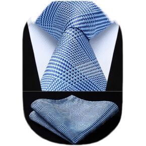 HISDERN Ties for Men Plaid Checkered Tie with Pocket Square Woven Business Formal Necktie Handkerchief Set Wedding Party in Saudi Arabia
