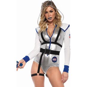 زي Leg Avenue النسائي 3 قطع من Galaxy Girl Astronaut مع بدلة وحزام وقلنسوة