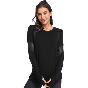 Muzniuer Womens Long Sleeve Workout Shirts-Plain Long Sleeve Tshirt for Women Yoga Sports T-Shirt Activewear with Thumb Hole