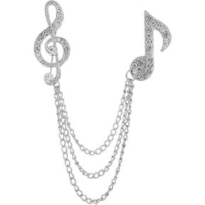 Music Note Brooch Pink for Men Women Gold /Silver Music Note Mark Brooch Lapel Pin Badge Hanging Chains Collar Brooches Pin for Career Suit Tuxedo of Shirts Tie Hat Scarf for Boyfriend Father Birthday Gift in Saudi Arabia