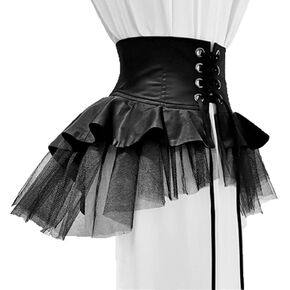 Steampunk Women's Tulle Skirts Waist Belt for Women Ruffles Pirate Corset Costumes