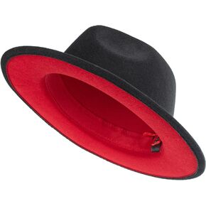Red Bottom Fedora Hats for Men Women - Classic Black Red Panama Hat Wide Brim Two Tone Jazz Gentleman Hat in Kuwait