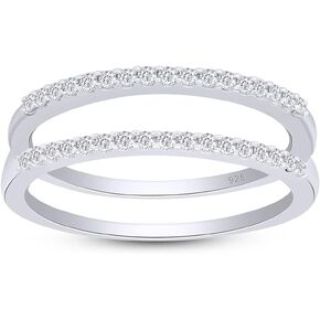 AFFY 1/4 Carat Round Sparkling White Cubic Zirconia Enhancer Guard Ring 14k Gold Over Sterling Silver (0.25 Cttw)