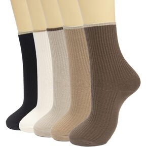 5 ازواج جوارب رياضية فضفاضة كاجوال قابلة للتمدد للبنات والطلاب من كيه ال سي ام، جوارب قطنية اساسية مريحة بتصميم متباين للنساء، متعددة الالوان, متعدد الألوان in Kuwait