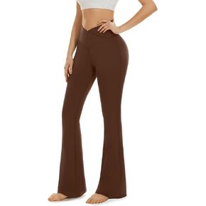Aoliks Crossover Flare Leggings for Women,High Waisted Bootcut Yoga Pants Workout Bell Bottom Leggings