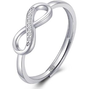 Ceahuad 925 Sterling Silver Adjustable Rings Love Knot Rings, Love Between Mother And Daughter Silver Open Thumb Rings for Girls Women Promise Rings for Her Gifts with Cubic Zirconia in Saudi Arabia