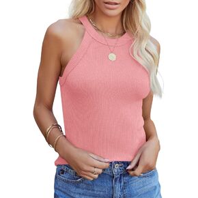 AISEW Women's Summer Sexy Sleeveless Tank Tops Slim Fitted Basic Ribbed Workout Cami Shirt