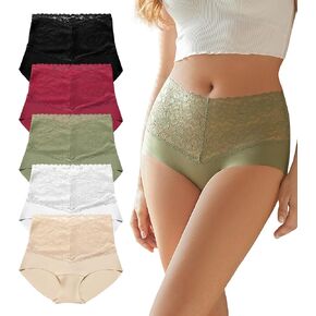 SHARICCA High Waist Lace Underwear for Women Seamless Sexy Panties Ladies Stretch Full Coverage Briefs Pack in Saudi Arabia