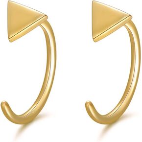 14K Gold Half Huggie Hoop Earrings for Women, Dainty Gold Piercing Hoop Cuff Studs Hypoallergenic Minimalist Jewelry Gifts for Girls, Teens