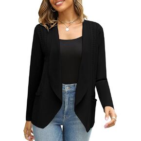 AFVETUT Womens Long Sleeve Knit Sweater Cardigan Classic Loose Open Front Blazer Cardigan with Pockets in Kuwait