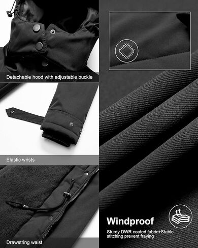 Chrisuno Women's Plus Size Winter Coat Insulated Military Parka Jacket Waterproof Fleece Lined Thickened Detachable Hood in Kuwait