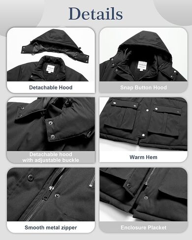 Chrisuno Women's Plus Size Winter Coat Insulated Military Parka Jacket Waterproof Fleece Lined Thickened Detachable Hood in Kuwait