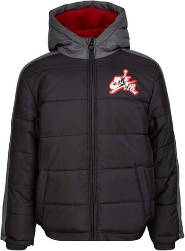 Jordan Boys Youth Jumpman Puffer Layered Look Zip Hoodie Jacket in Saudi Arabia