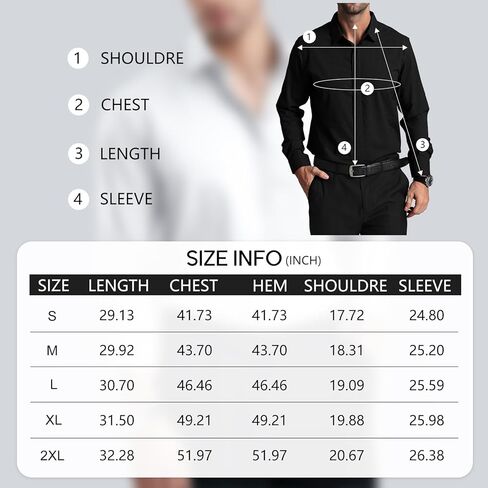 قمصان رجالي Agnes Urban قمصان طويلة الأكمام كاجوال بأزرار سفلية خالية من التجاعيد قمصان رسمية للأعمال الصلبة in Kuwait