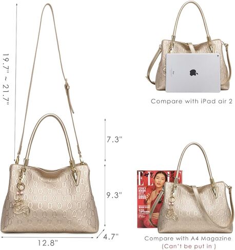 طقم حقيبة يد ومحفظة جلدية مكونة من قطعتين، حقائب كتف نسائية مع محفظة نسائية (ذهبي) in Kuwait