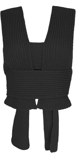 سترة نسائية قصيرة بدون أكمام وربطة عنق بدون ظهر محبوك ورقبة على شكل حرف V سترة غير رسمية بدون أكمام سترة علوية in Kuwait