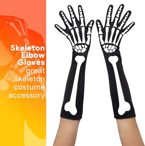 قفازات Skeleteen عظمية لليد الهيكل العظمي - إكسسوارات الزي قفازات للساق المطاطية للبالغين والأطفال in Kuwait