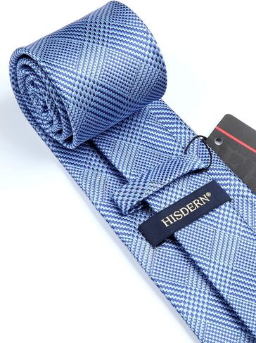 HISDERN Ties for Men Plaid Checkered Tie with Pocket Square Woven Business Formal Necktie Handkerchief Set Wedding Party in Kuwait