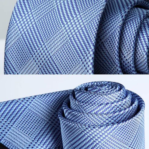 HISDERN Ties for Men Plaid Checkered Tie with Pocket Square Woven Business Formal Necktie Handkerchief Set Wedding Party in Kuwait