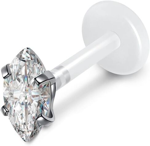 16G حلقات الشفاه الشفافة البلاستيكية Bioflex Labret ترصيع مكعب زركونيا أوبال الغضروف الزنمة أقراط التجنيب للعمل مونرو ميدوسا هيليكس هيئة ثقب المجوهرات in Kuwait