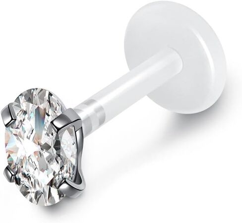 16G حلقات الشفاه الشفافة البلاستيكية Bioflex Labret ترصيع مكعب زركونيا أوبال الغضروف الزنمة أقراط التجنيب للعمل مونرو ميدوسا هيليكس هيئة ثقب المجوهرات in Kuwait