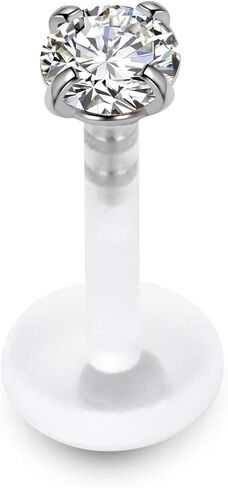 16G حلقات الشفاه الشفافة البلاستيكية Bioflex Labret ترصيع مكعب زركونيا أوبال الغضروف الزنمة أقراط التجنيب للعمل مونرو ميدوسا هيليكس هيئة ثقب المجوهرات in Kuwait