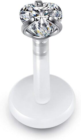 16G حلقات الشفاه الشفافة البلاستيكية Bioflex Labret ترصيع مكعب زركونيا أوبال الغضروف الزنمة أقراط التجنيب للعمل مونرو ميدوسا هيليكس هيئة ثقب المجوهرات in Kuwait