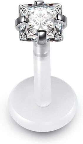 16G حلقات الشفاه الشفافة البلاستيكية Bioflex Labret ترصيع مكعب زركونيا أوبال الغضروف الزنمة أقراط التجنيب للعمل مونرو ميدوسا هيليكس هيئة ثقب المجوهرات in Kuwait