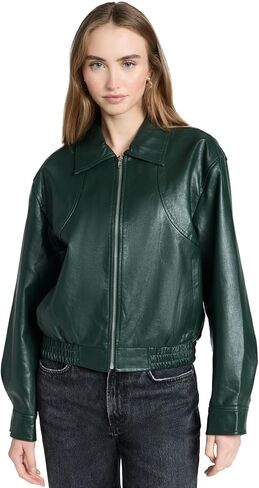 MOON RIVER Women's Waistband Leather Short Jacket in Saudi Arabia