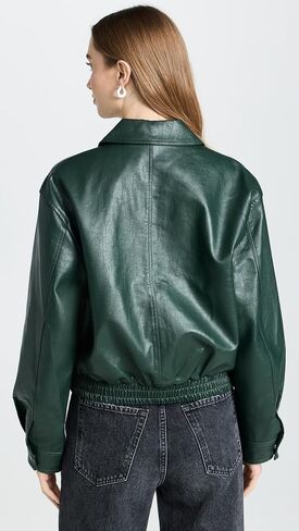 MOON RIVER Women's Waistband Leather Short Jacket in Saudi Arabia