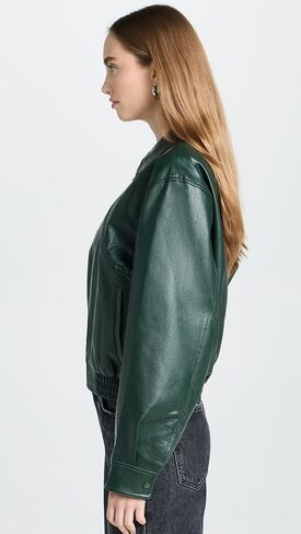 MOON RIVER Women's Waistband Leather Short Jacket in Saudi Arabia
